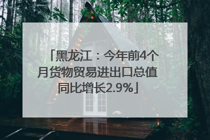 黑龙江：今年前4个月货物贸易进出口总值同比增长2.9%