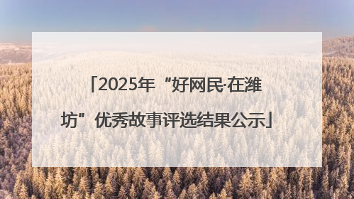 2025年“好网民·在潍坊”优秀故事评选结果公示